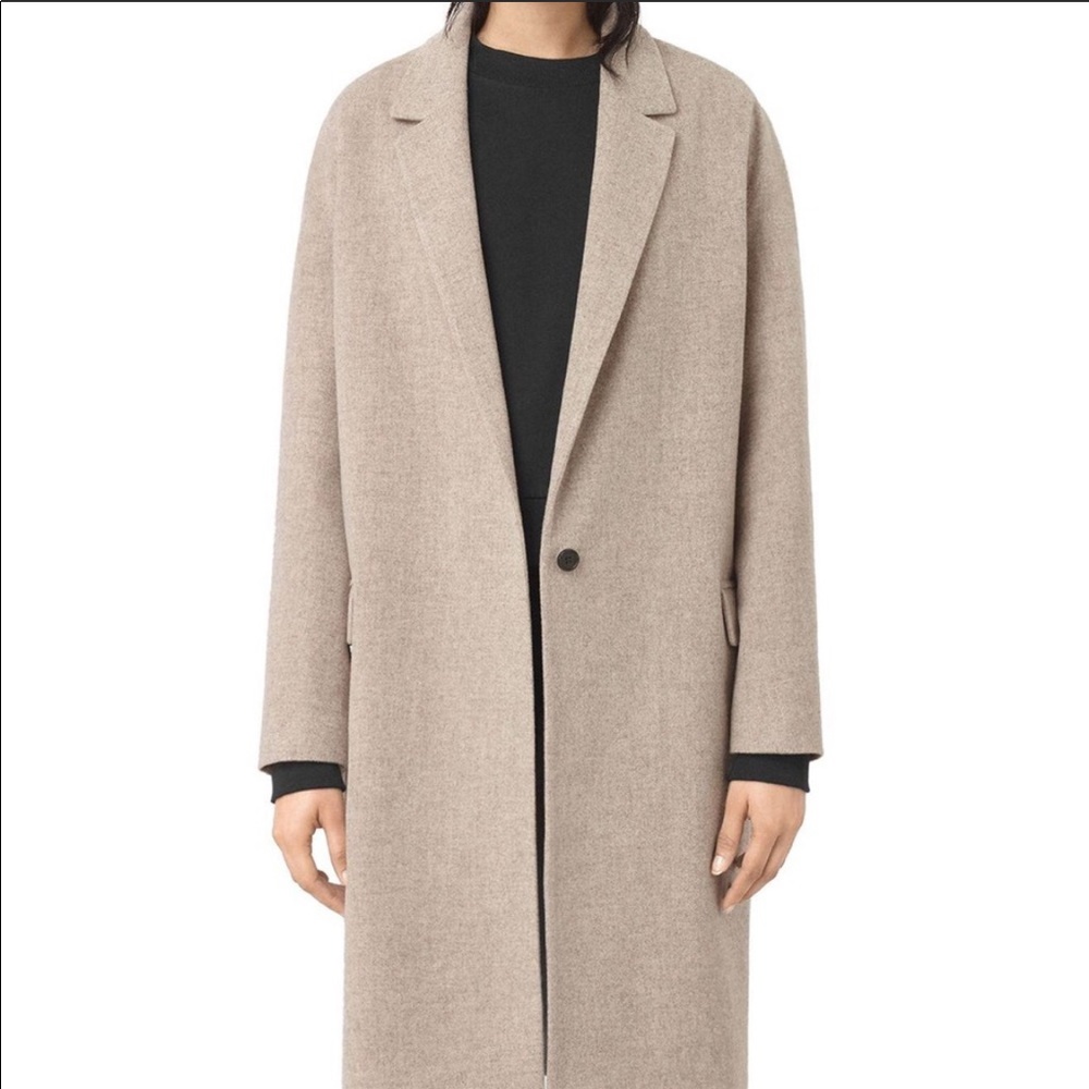 All Saints Sancia Lotto Coat in XS Taupe Brown